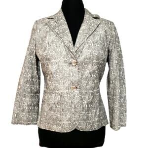DD Collection Blazer Damask Print Gray and White Career Suit Jacket Size 12